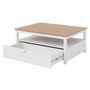 Voir la diapositive 2 : BEST MOBILIER Francesco - table basse - effet bois et blanc - 1 tiroir et 1 niche - 104 cm