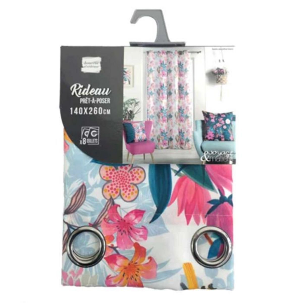 Paris Prix Rideau à Œillets Imprimé  Exotic Paradise  140x260cm Multicolore