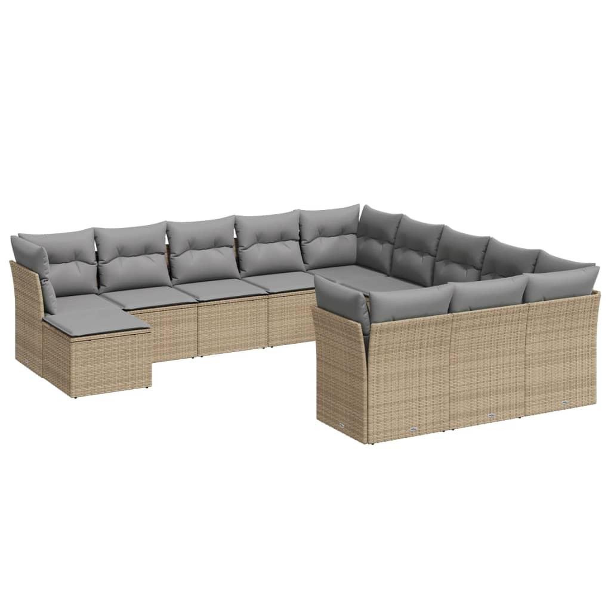 Voir la diapositive 2 : VIDAXL Salon de jardin avec coussins 12 pcs beige resine tressee