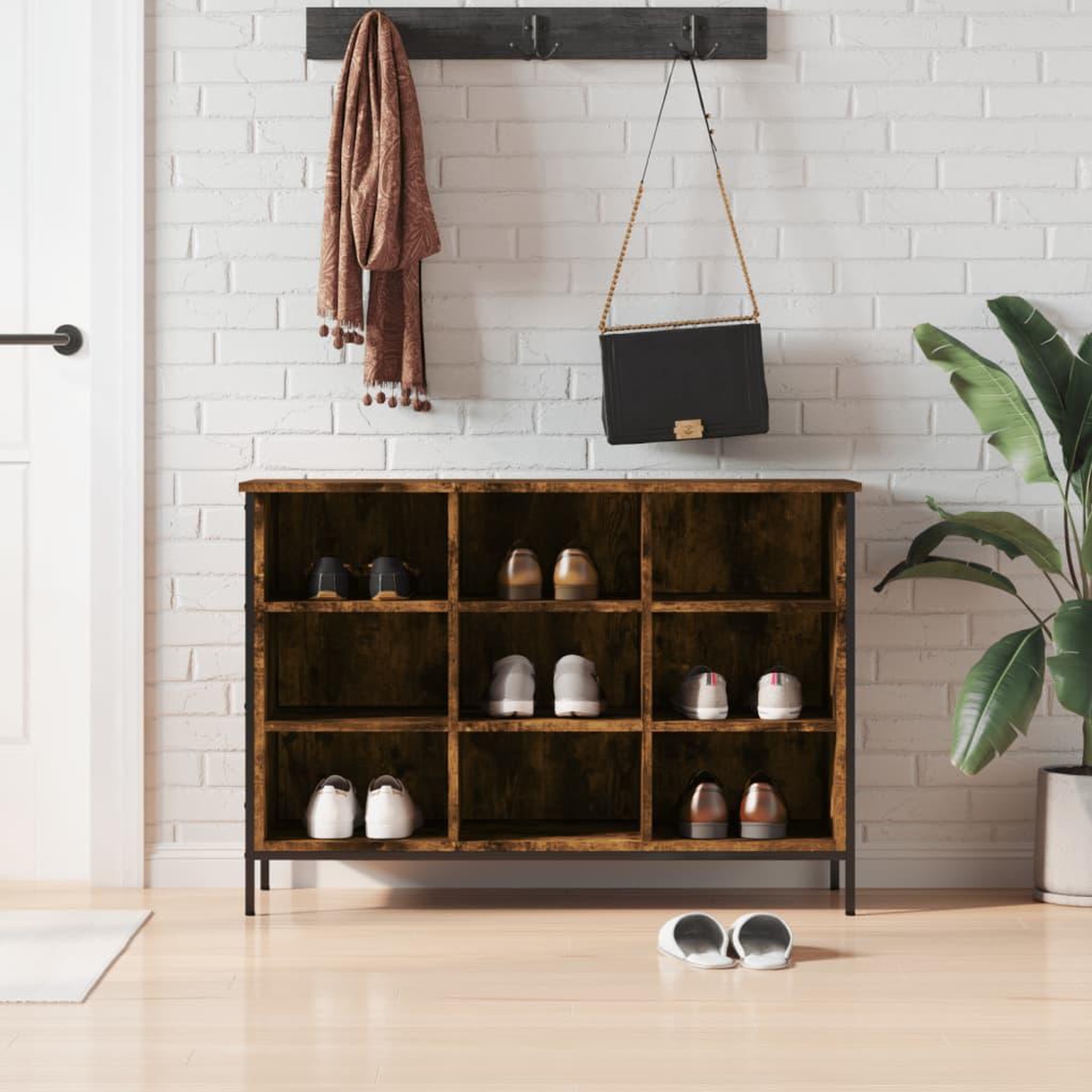 VIDAXL Armoire a chaussures chene fume 100x35x70 cm bois d'ingenierie