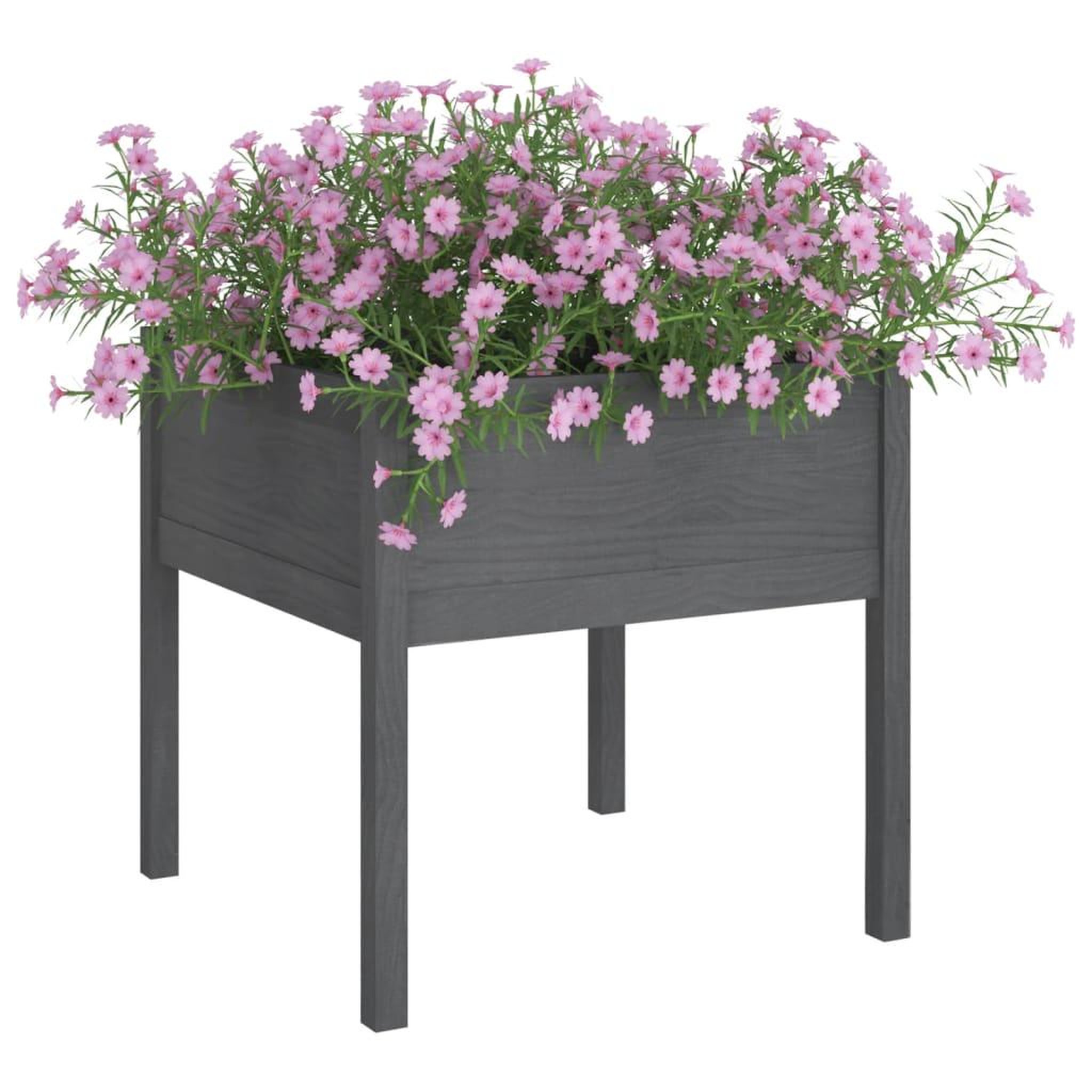 Voir la diapositive 3 : VIDAXL Jardinieres 2 pcs Gris 70x70x70 cm Bois de pin massif