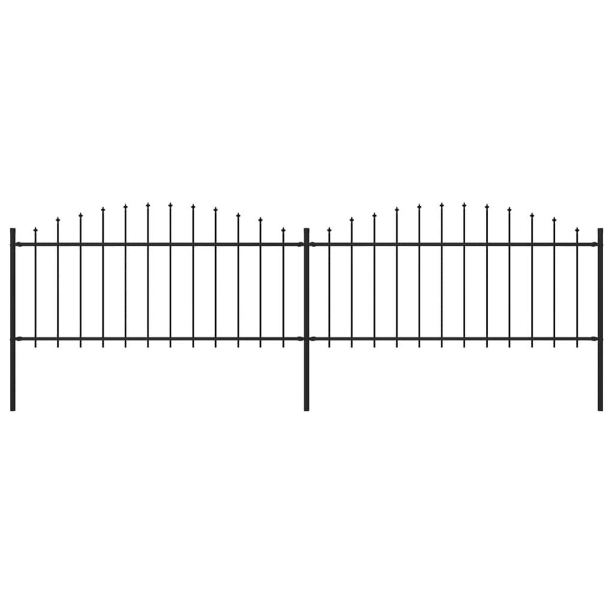 VIDAXL Cloture de jardin a dessus en lance Acier (0,5-0,75)x3,4 m Noir