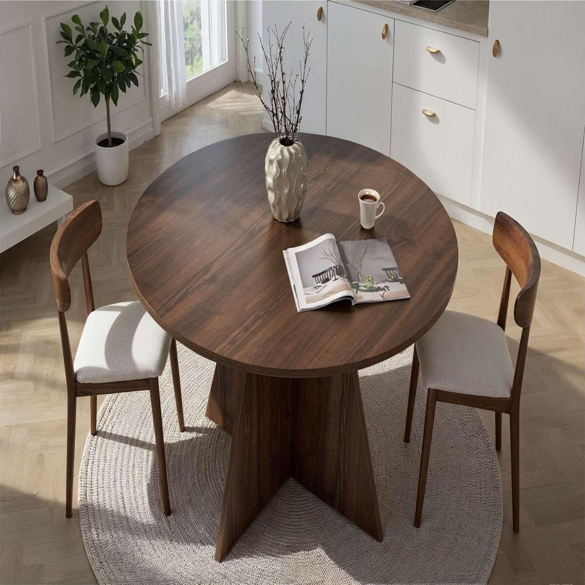 Habitat et Jardin Table à manger en bois  Virella  - 120 x 120 x 75 cm - Noyer