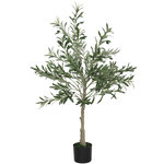 HOMCOM Olivier artificiel H.120 cm - grand réalisme - 450 feuilles en soie, 20 olives - mousse effet lichen pot inclus