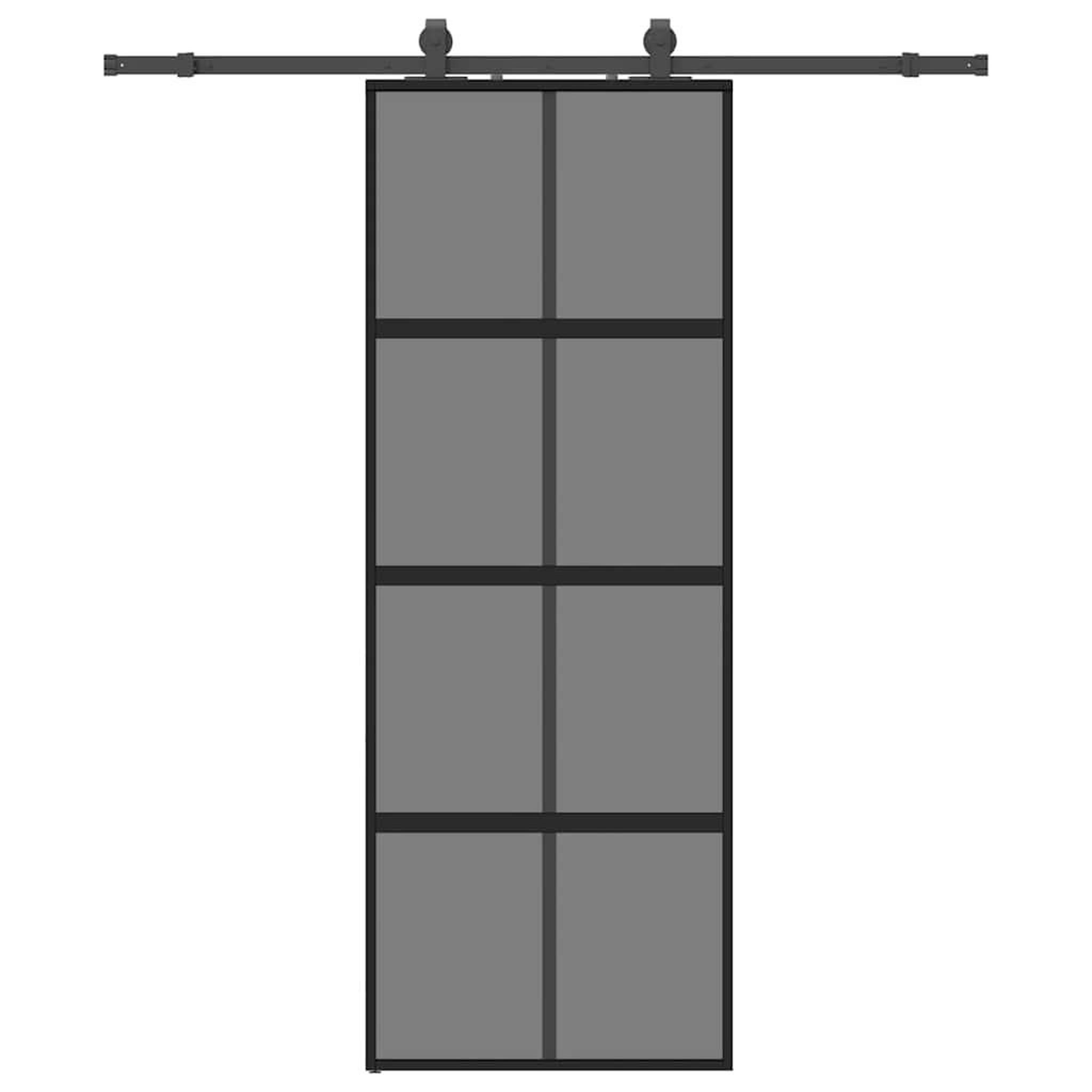 Voir la diapositive 2 : VIDAXL Porte coulissante kit quincaillerie noir 76x205 cm verre trempe