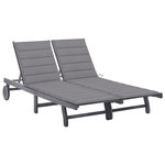 VIDAXL Chaise longue de jardin 2 places avec coussin Gris Acacia