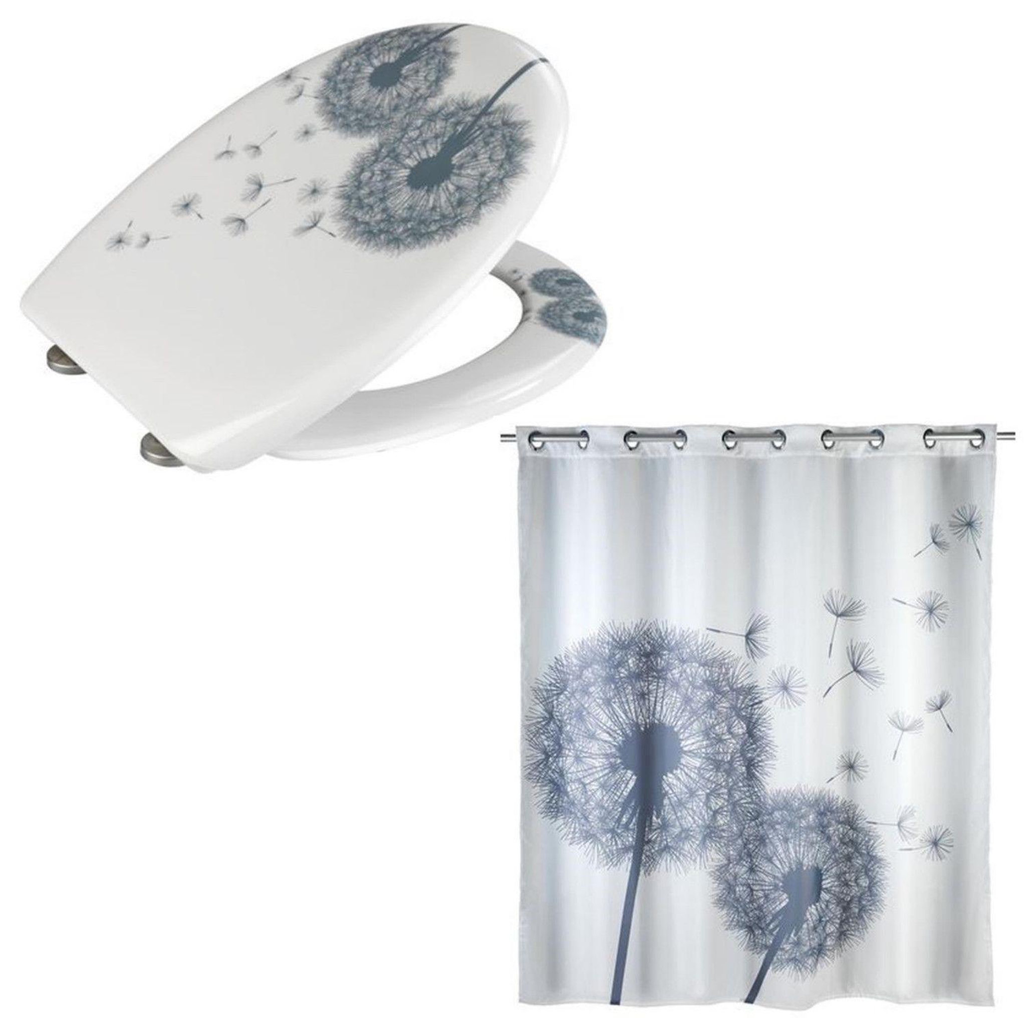 TOILINUX Accessoires de salle de bain - abattant wc et rideau de douche astera - blanc