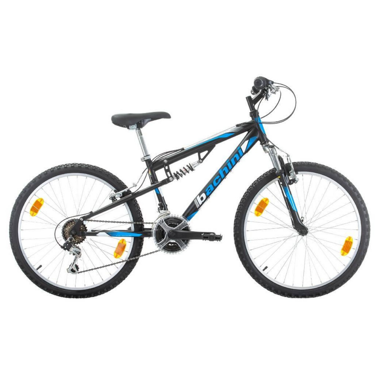 BACHINI Vélo enfant - VTT 24''  - Modèle Tout Suspendu avec transmission complète Shimano pour enfant de taille comprise entre 1.35 et 1.60m + Garde Boues offerts !
