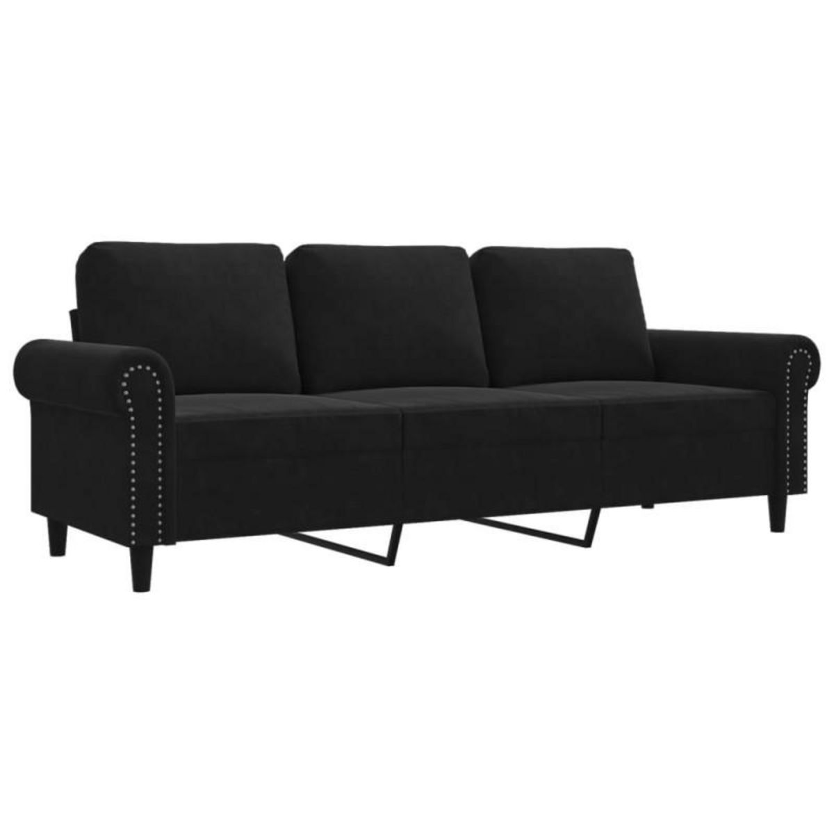 VIDAXL Canapé à 3 places Noir 180 cm Velours