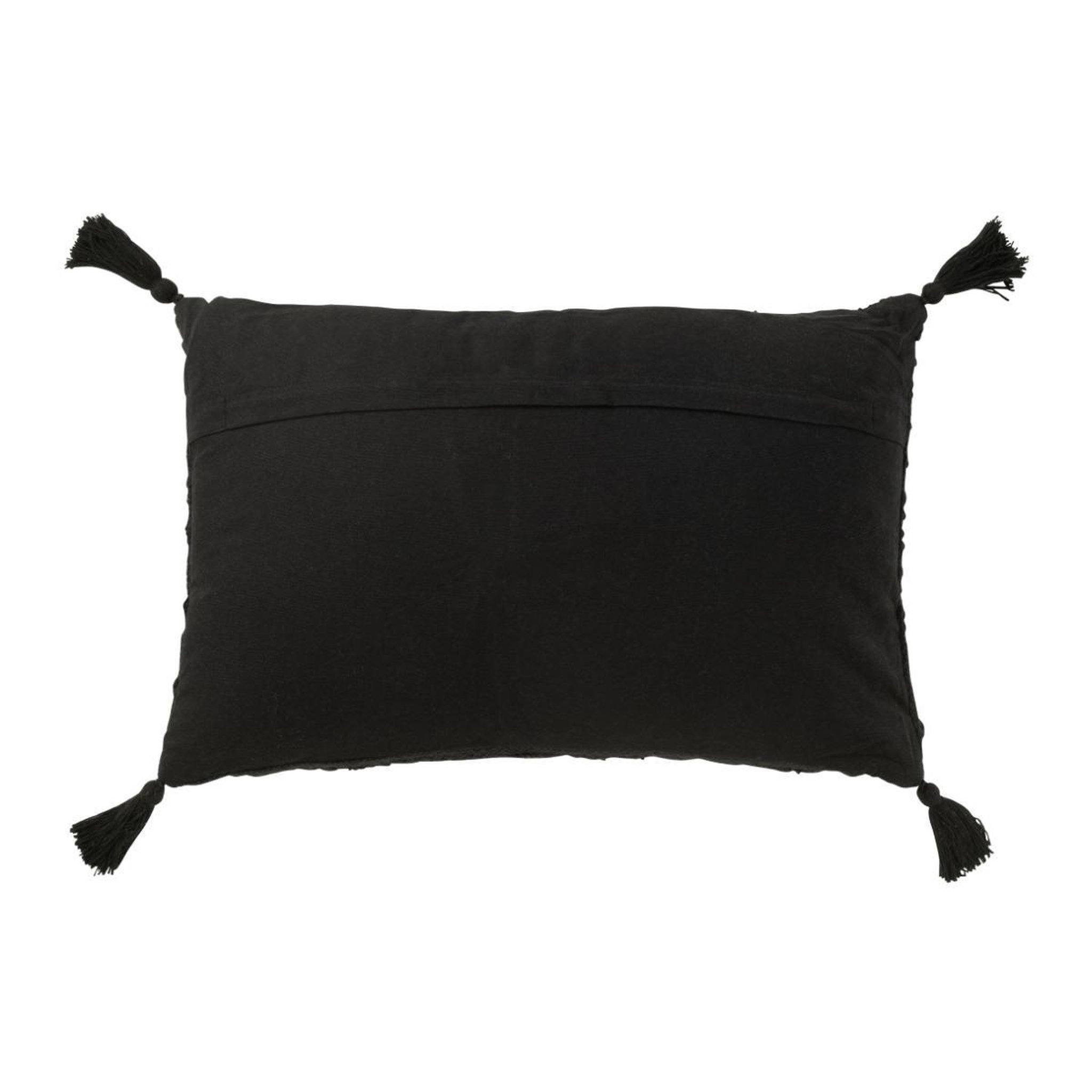 Voir la diapositive 2 : J-LINE Coussin déco à pompons  marea  40x60cm noir