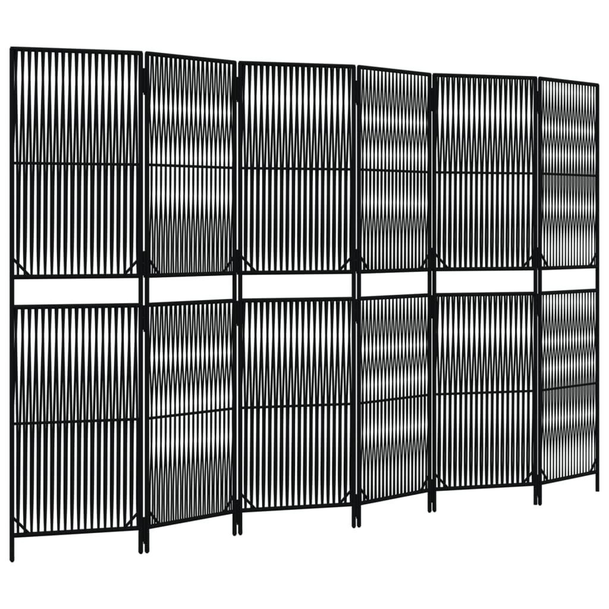 Voir la diapositive 2 : VIDAXL Cloison de separation 6 panneaux noir resine tressee
