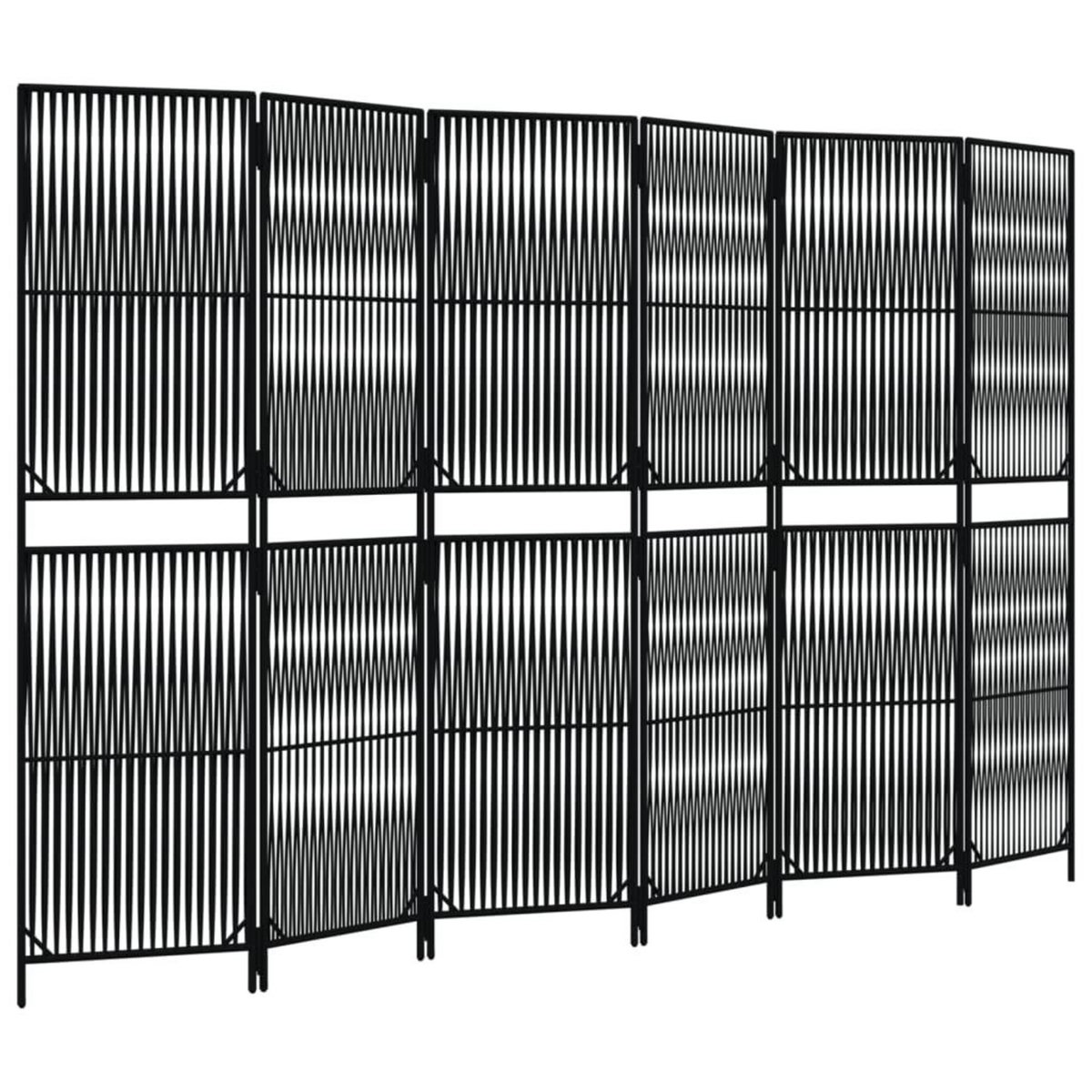VIDAXL Cloison de separation 6 panneaux noir resine tressee