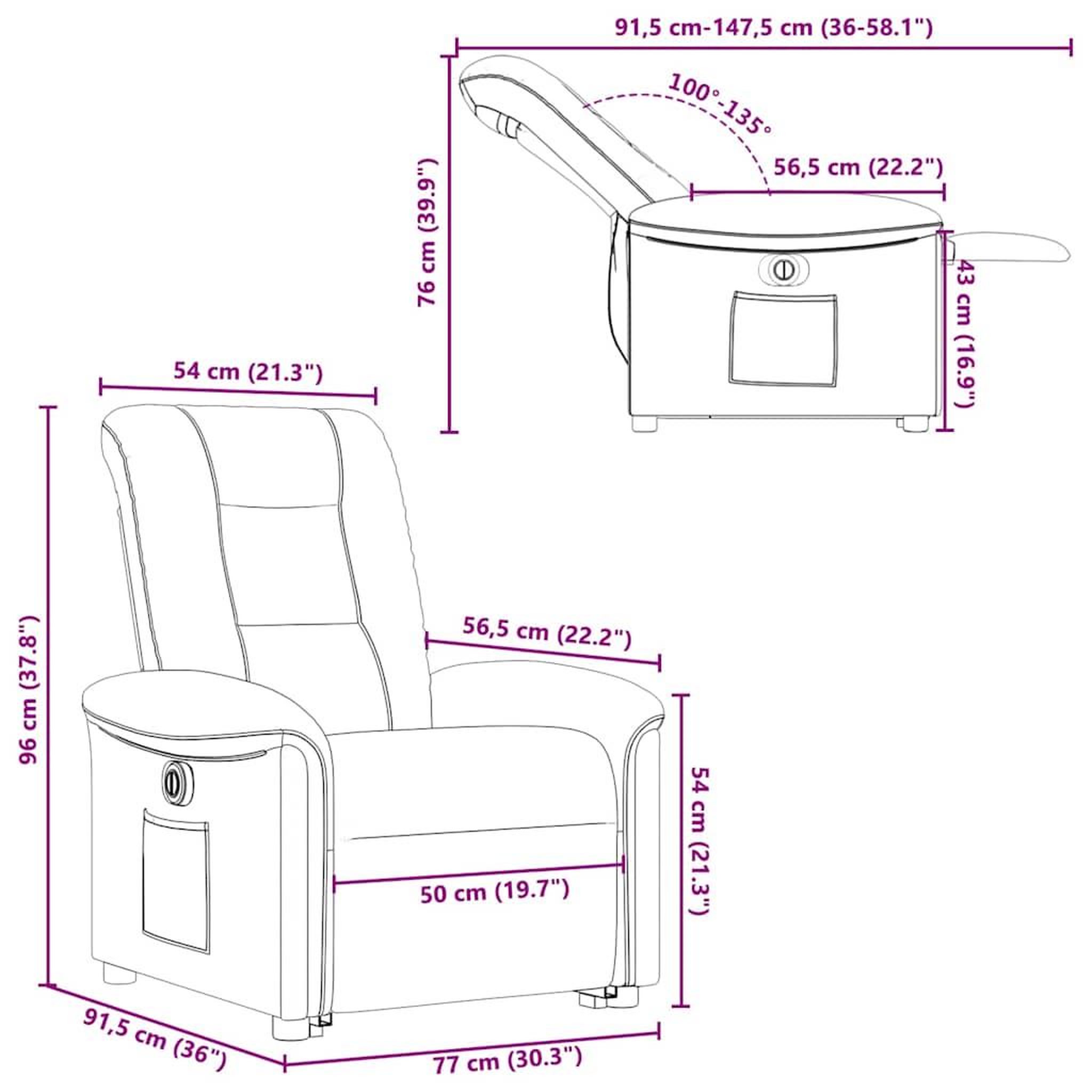 Voir la diapositive 6 : VIDAXL Fauteuil inclinable electrique rouge bordeaux tissu