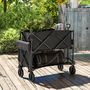 Voir la diapositive 2 : OUTSUNNY Chariot de jardin pliable multi-rangement max. 200 Kg - poignée teslescopique - roues tout terrain noir