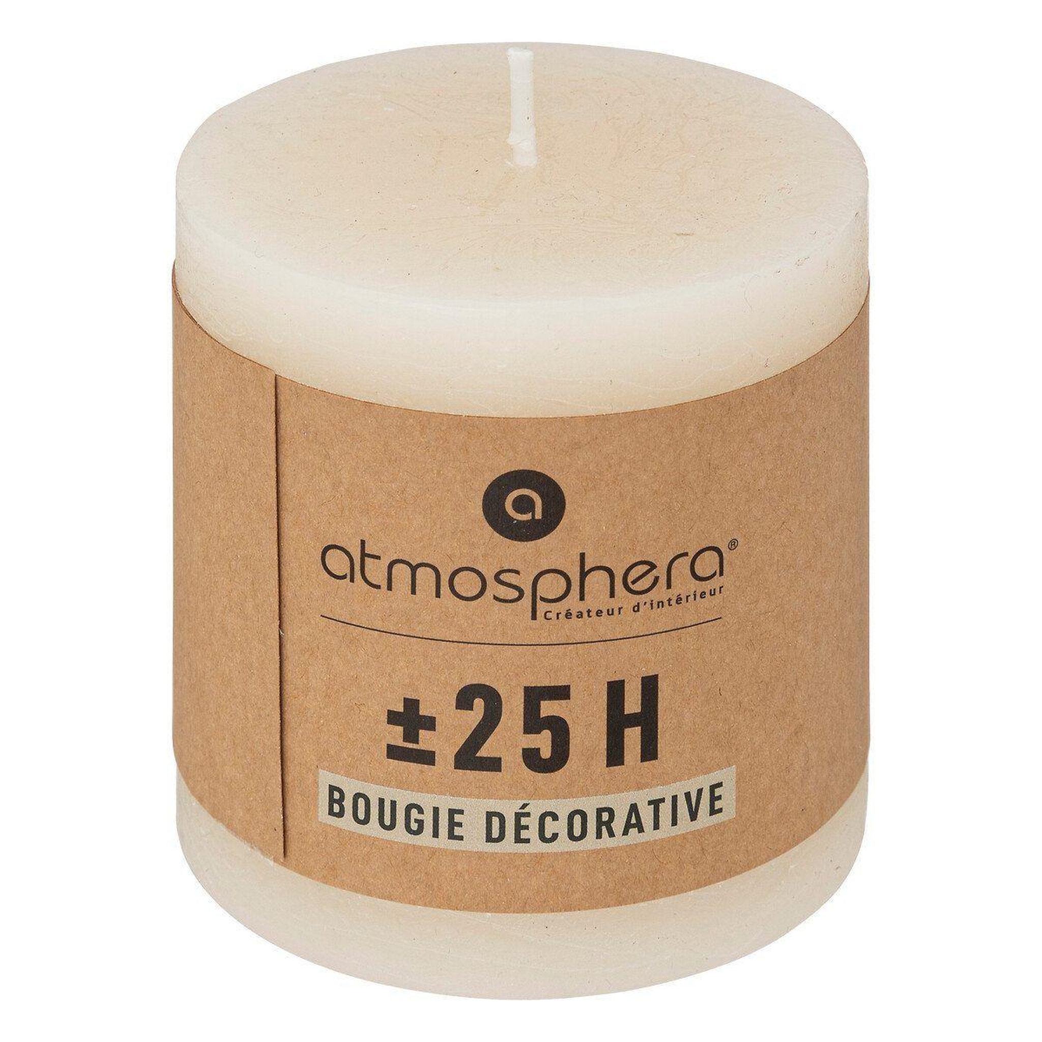 Voir la diapositive 2 : ATMOSPHERA Bougie ronde  rustic  7cm ivoire