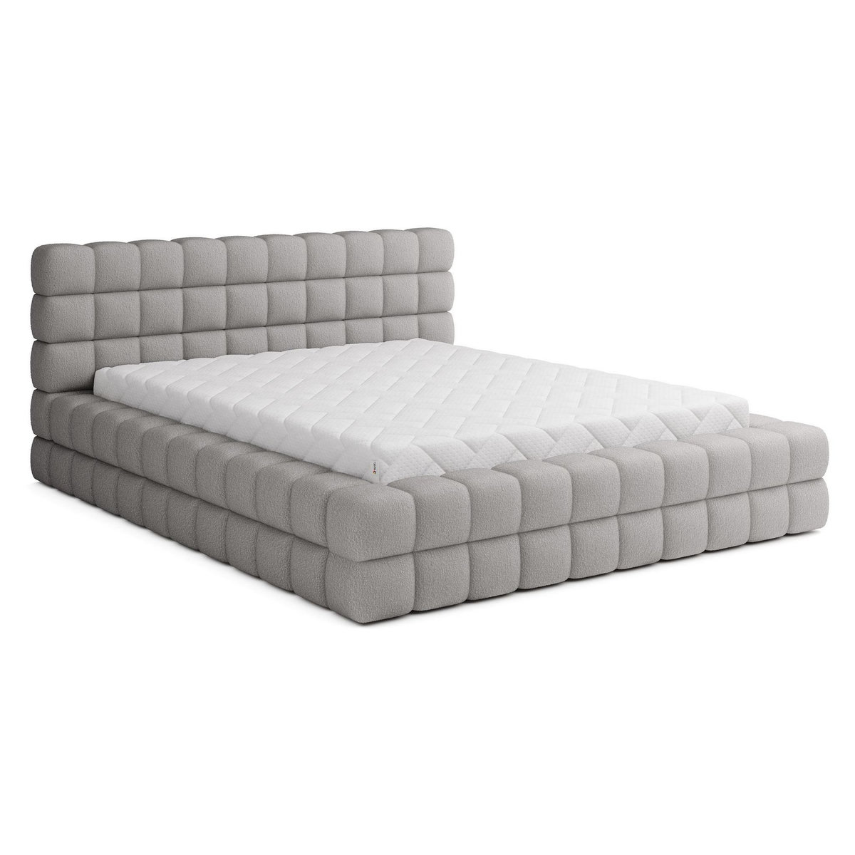 BEST MOBILIER Kingston - lit coffre - 180x200 - sommier inclus - en tissu bouclette