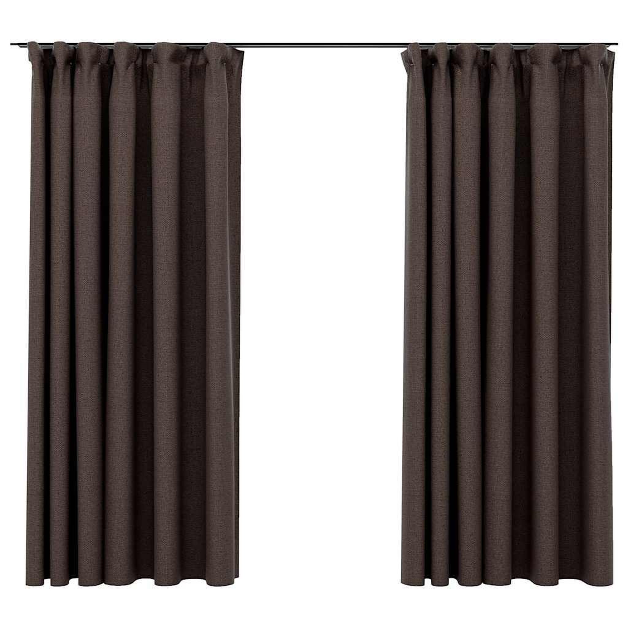 Voir la diapositive 2 : VIDAXL Rideaux occultants aspect lin et crochets 2 pcs Taupe 140x175cm