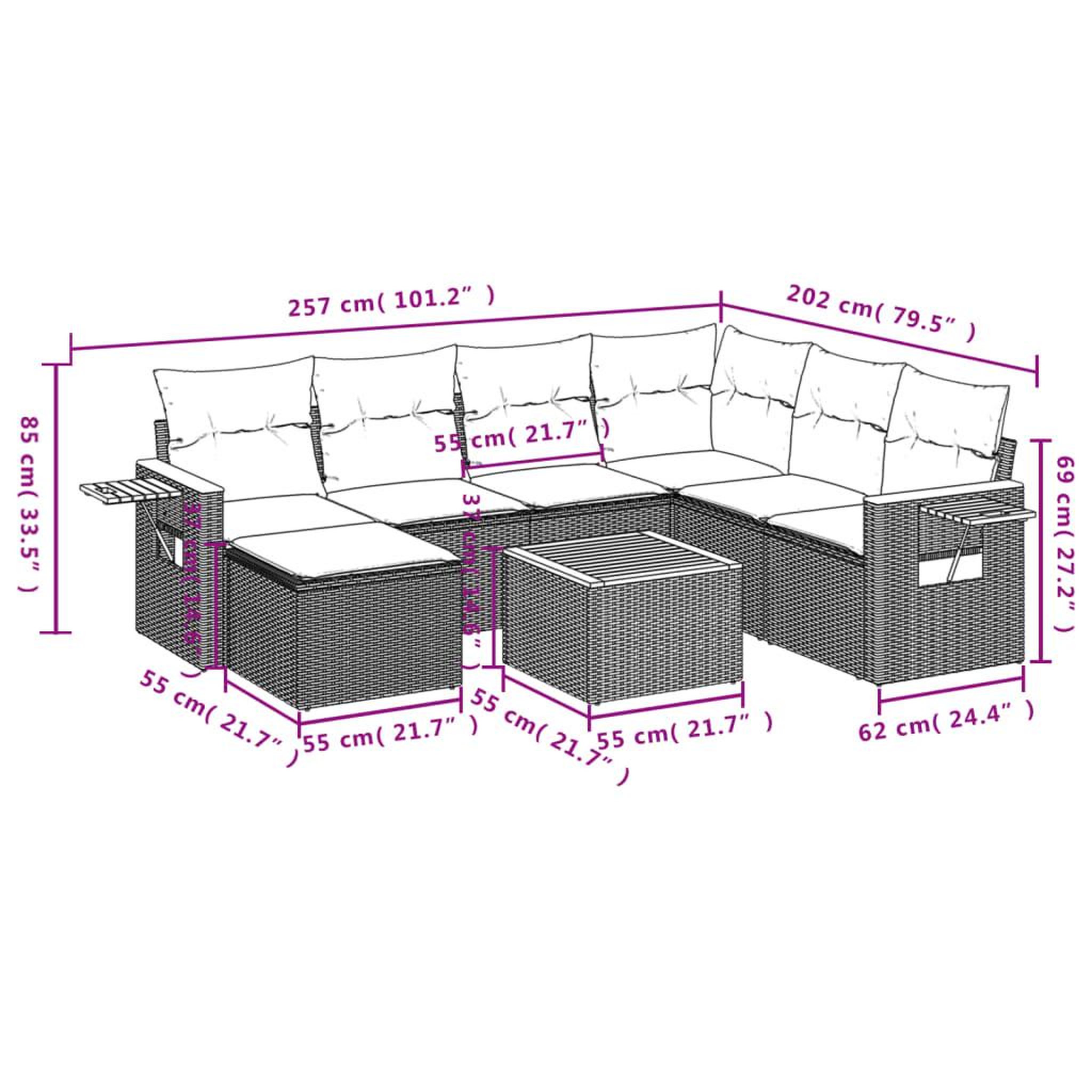 Voir la diapositive 6 : VIDAXL Salon de jardin 8 pcs avec coussins noir resine tressee