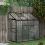 Voir la diapositive 2 : OUTSUNNY Serre de jardin adossée serre adossée dim. 2,53L x 1,27l x 2,4H m fondation porte coulissante lucarne alu polycarbonate noir
