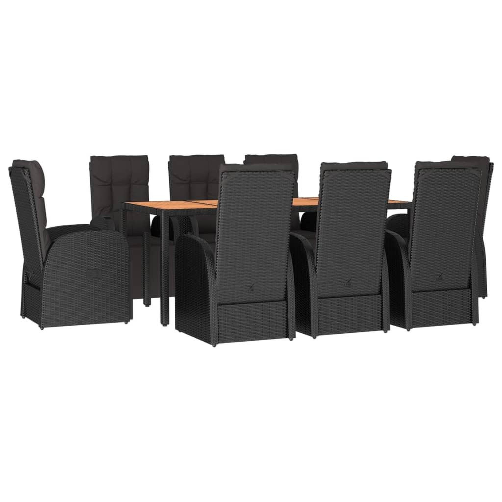 Voir la diapositive 3 : VIDAXL Ensemble a manger de jardin 9 pcs noir poly rotin et acacia