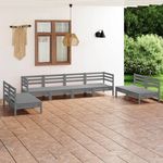VIDAXL Salon de jardin 8 pcs Gris Bois de pin massif