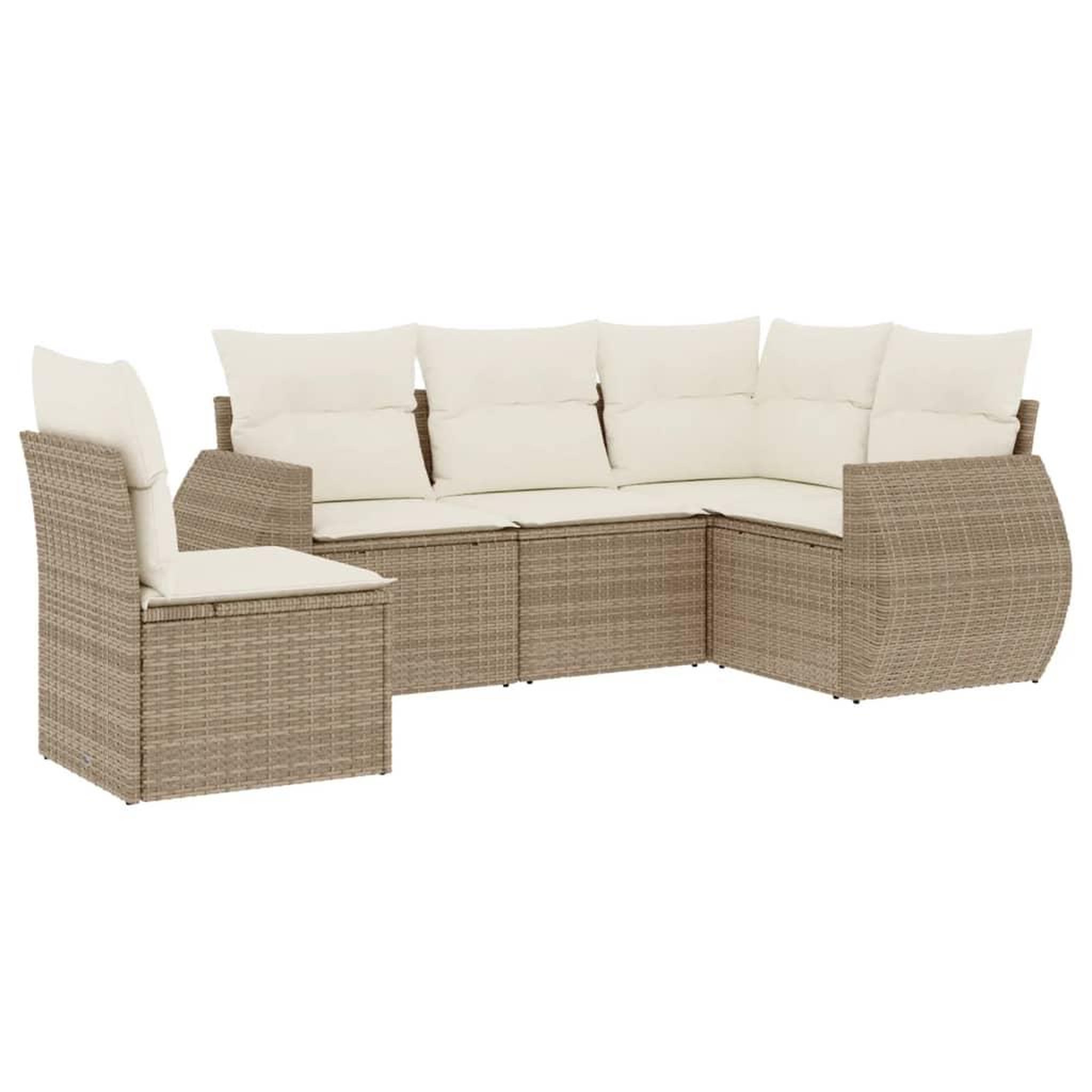 Voir la diapositive 2 : VIDAXL Salon de jardin avec coussins 5 pcs beige resine tressee