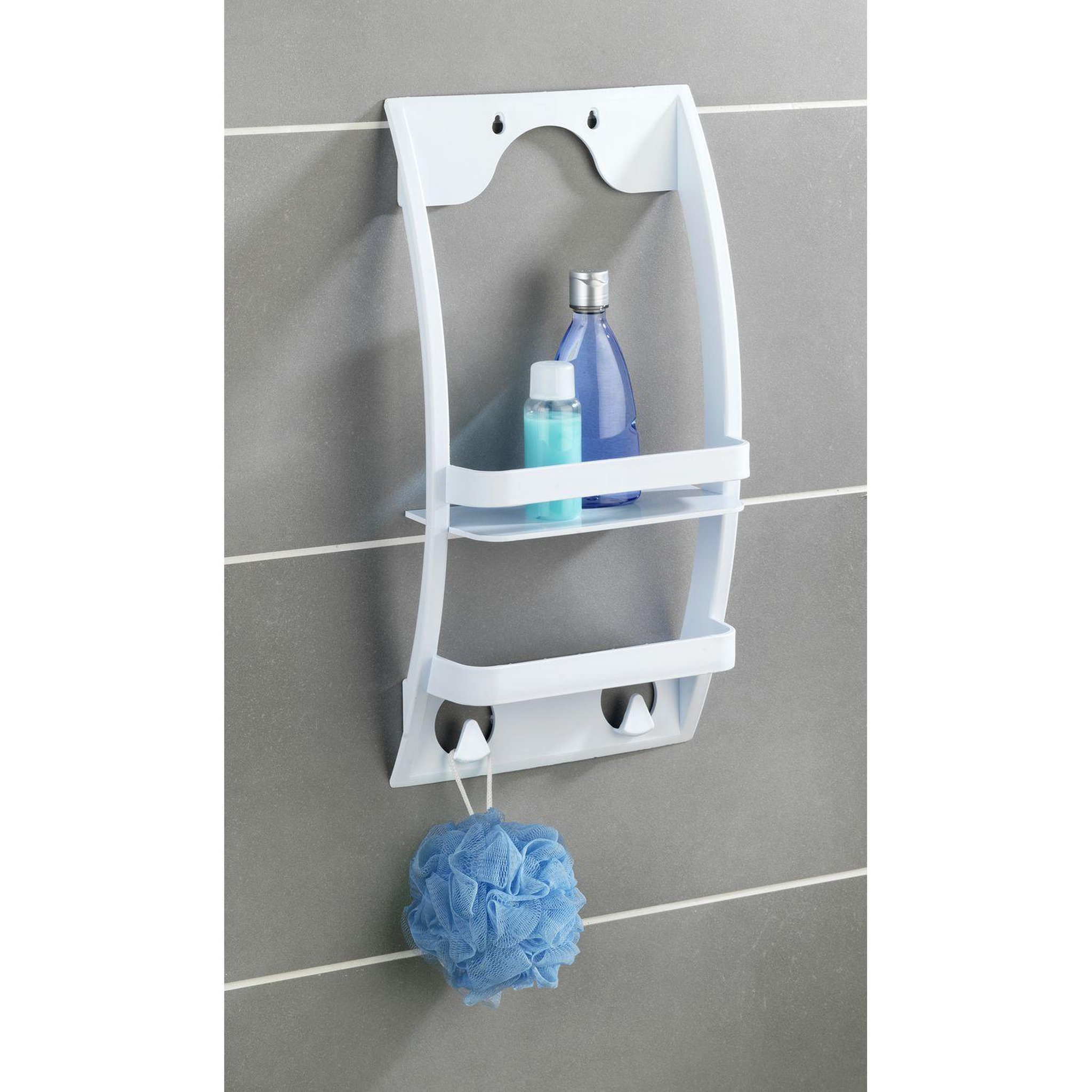 Voir la diapositive 3 : Wenko Etagère de douche universelle urtop - l. 26 x l. 54,5 cm - blanc