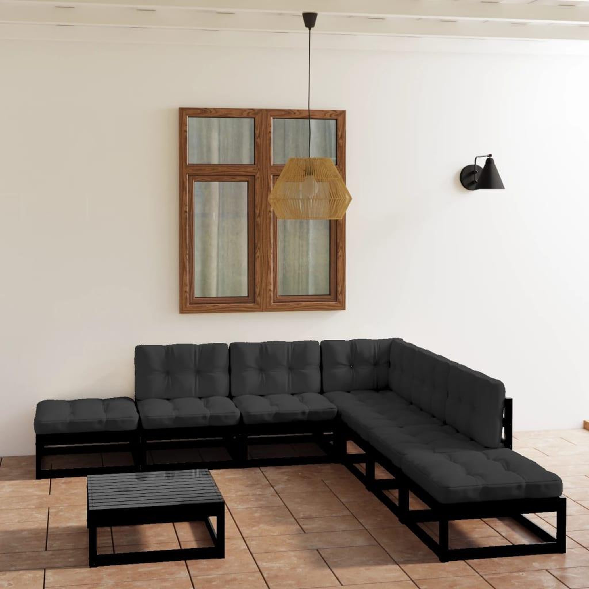 Voir la diapositive 1 : VIDAXL Salon de jardin 8 pcs avec coussins Bois de pin massif