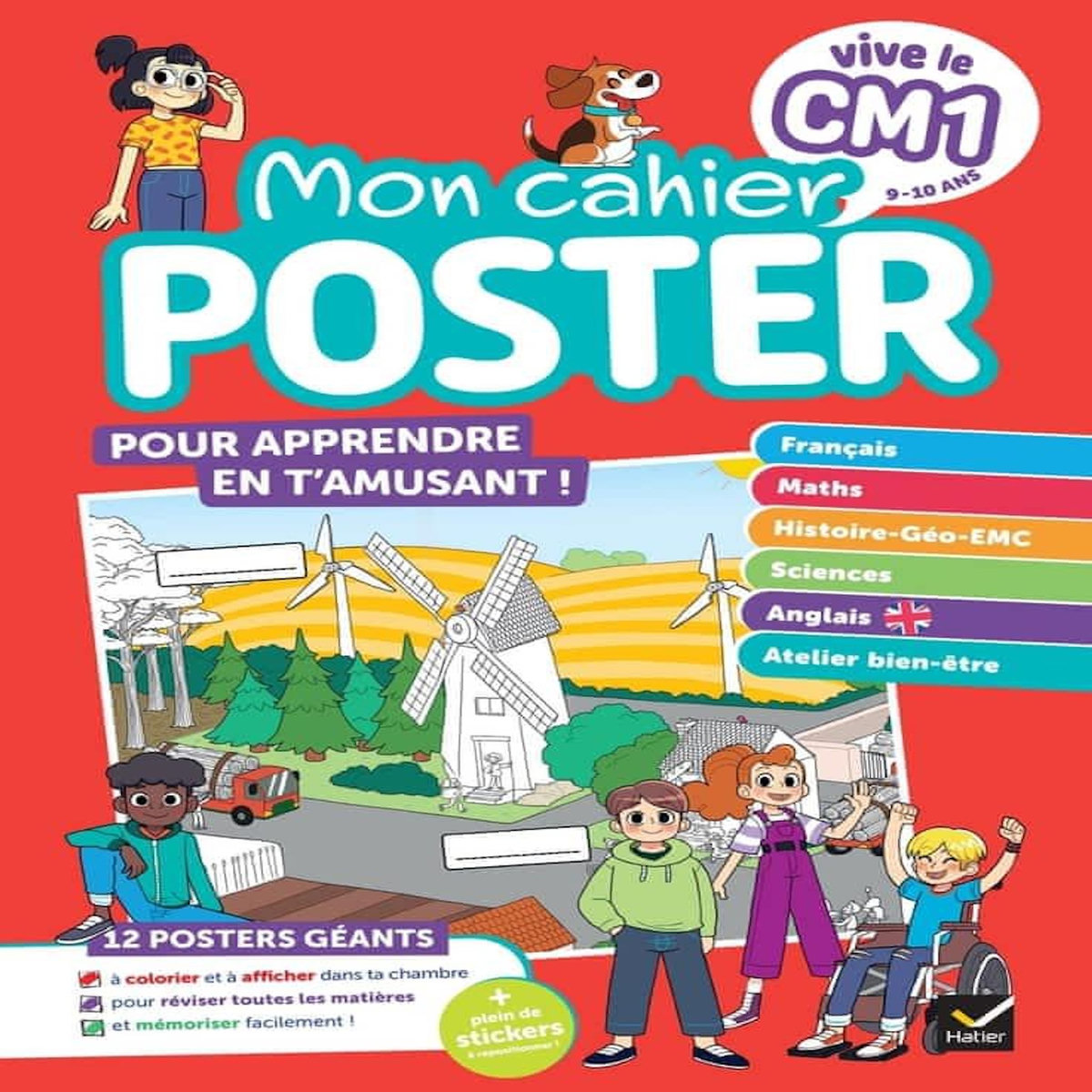 MON CAHIER POSTER VIVE LE CM1. 12 POSTERS GEANTS ET PLEIN DE STICKERS A REPOSITIONNER !, Ledoux Julien