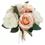 ATMOSPHERA Bouquet de Fleur  7 Roses  30cm Rose & Blanc