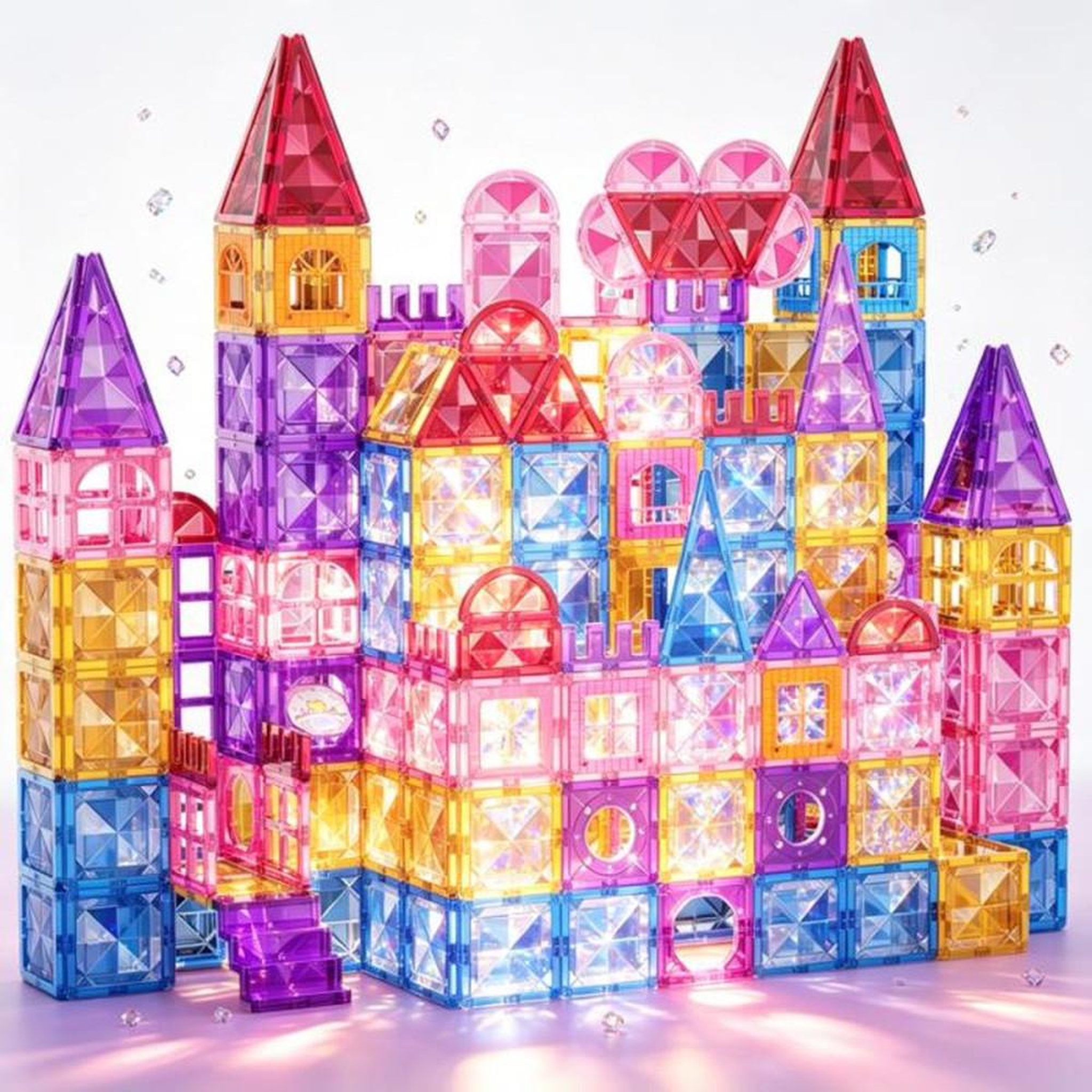 Set de blocs de construction magnétiques éducatifs 142 pièces en ABS, couleurs multiples, pour enfants 3 à 8 ans