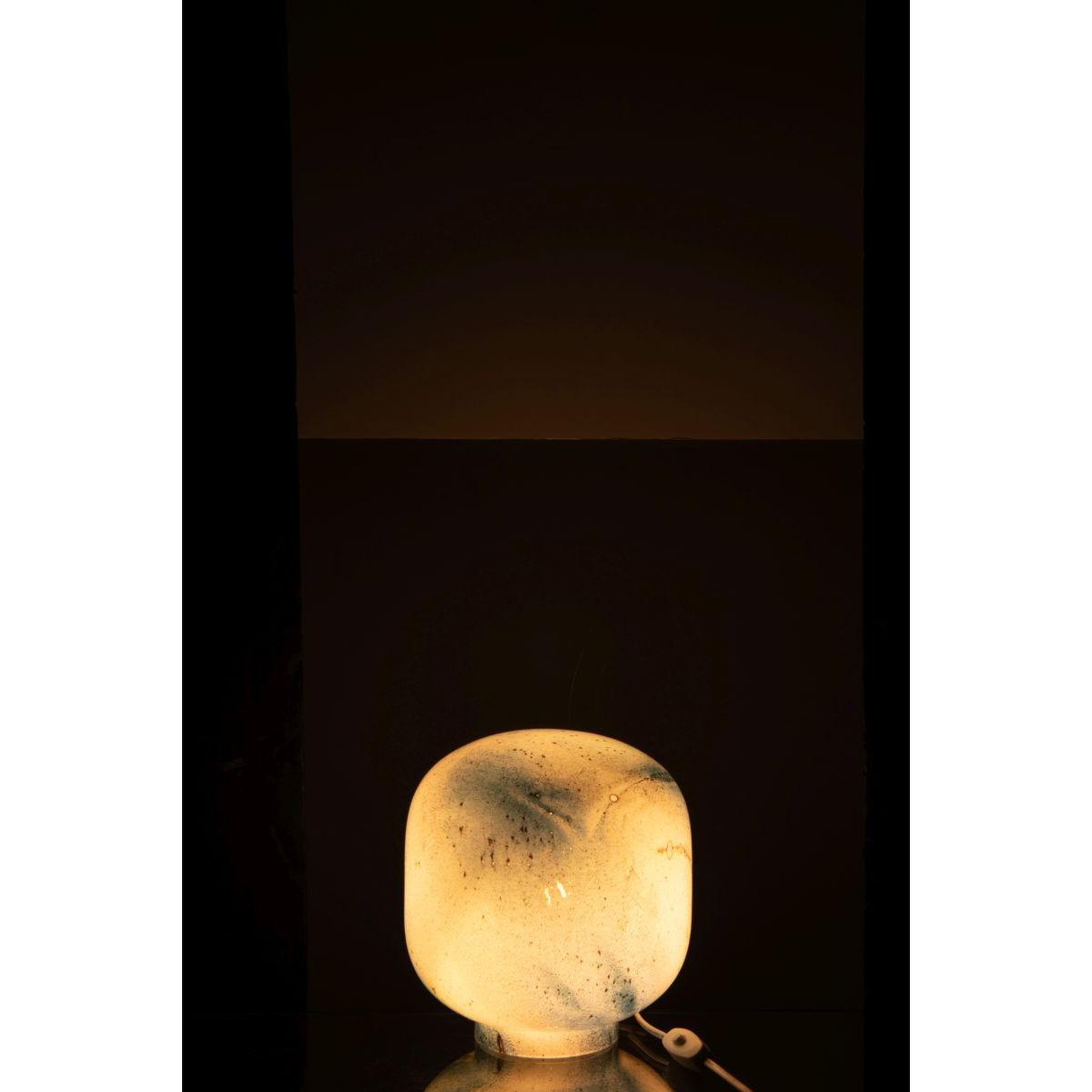 Voir la diapositive 3 : J-LINE Lampe à poser en verre  bola  21cm bleu & blanc