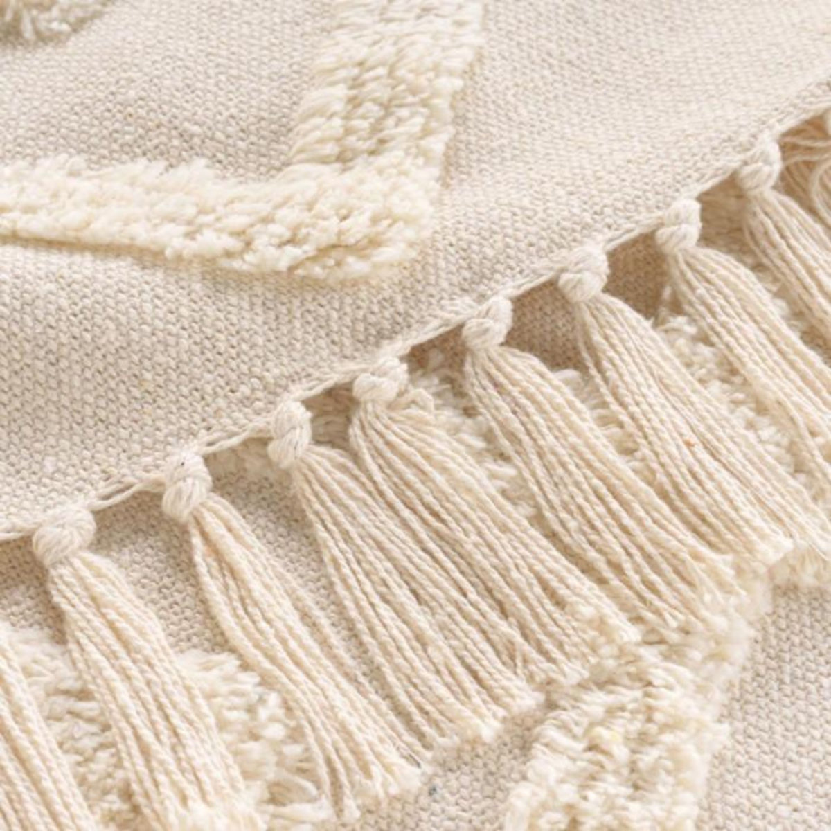 Paris Prix Plaid à Franges Tufté  Inca  125x150cm Beige