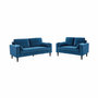 Voir la diapositive 6 : SWEEEK Canapé en velours bleu - Bjorn - Canapé 3 places fixe droit pieds bois. style scandinave
