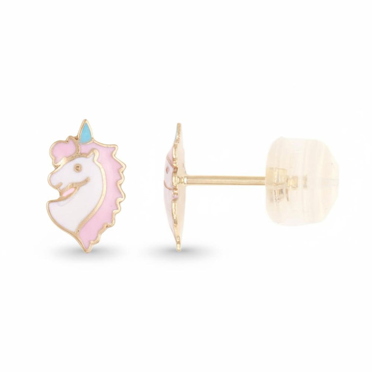 L'ATELIER D'AZUR Boucles d'Oreilles Licornes Laquées - Or Jaune - Enfant