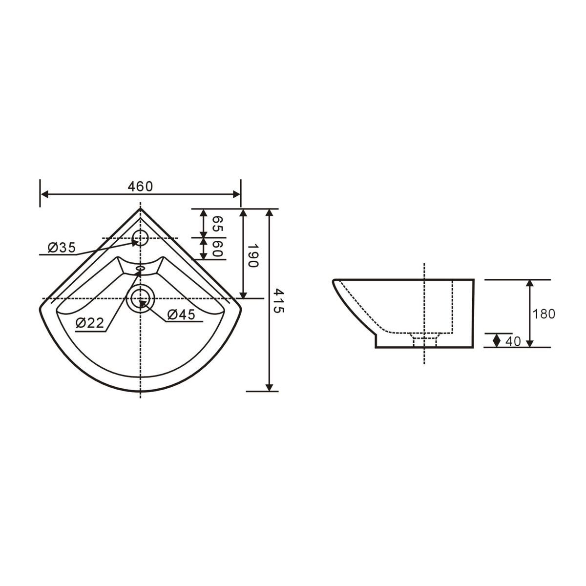 ONDEE PIVOINE Lave-mains 46cm BLANC