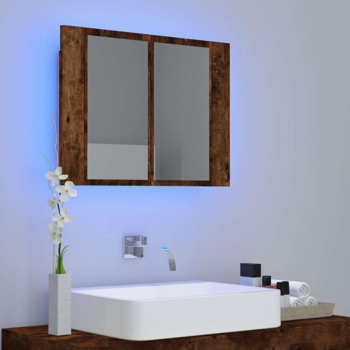 VIDAXL Armoire a miroir LED Chene fume 60x12x45 cm Bois d'ingenierie