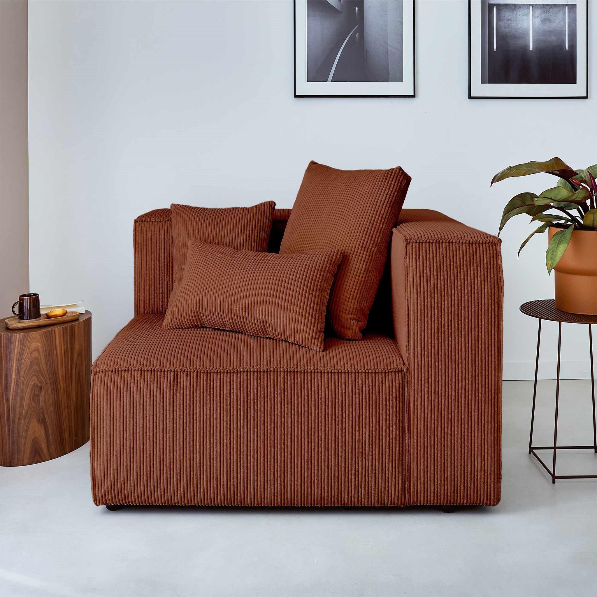 Voir la diapositive 2 : LISA DESIGN Colombine - module d'assise droit - en velours côtelé