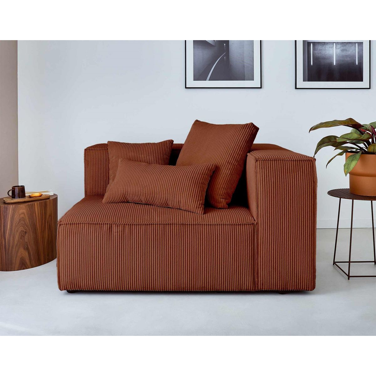 LISA DESIGN Colombine - module d'assise droit - en velours côtelé