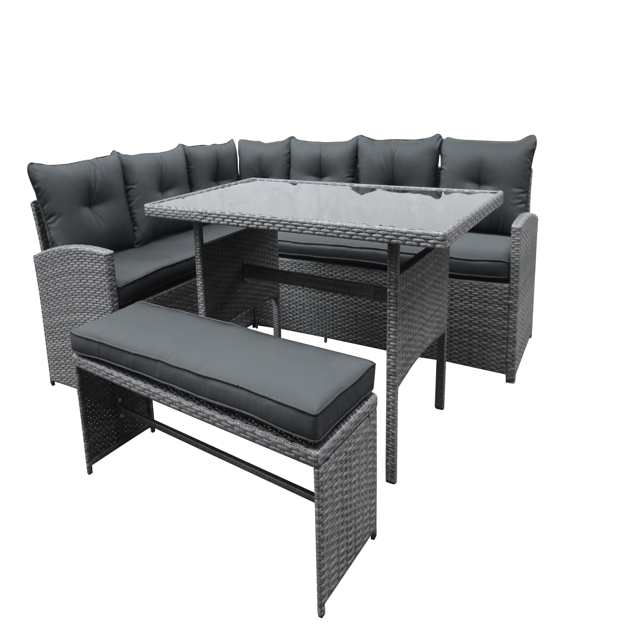 Voir la diapositive 8 : GARDENSTAR Salon bas de jardin - 8 places - Acier/bois - Gris - CANCUN