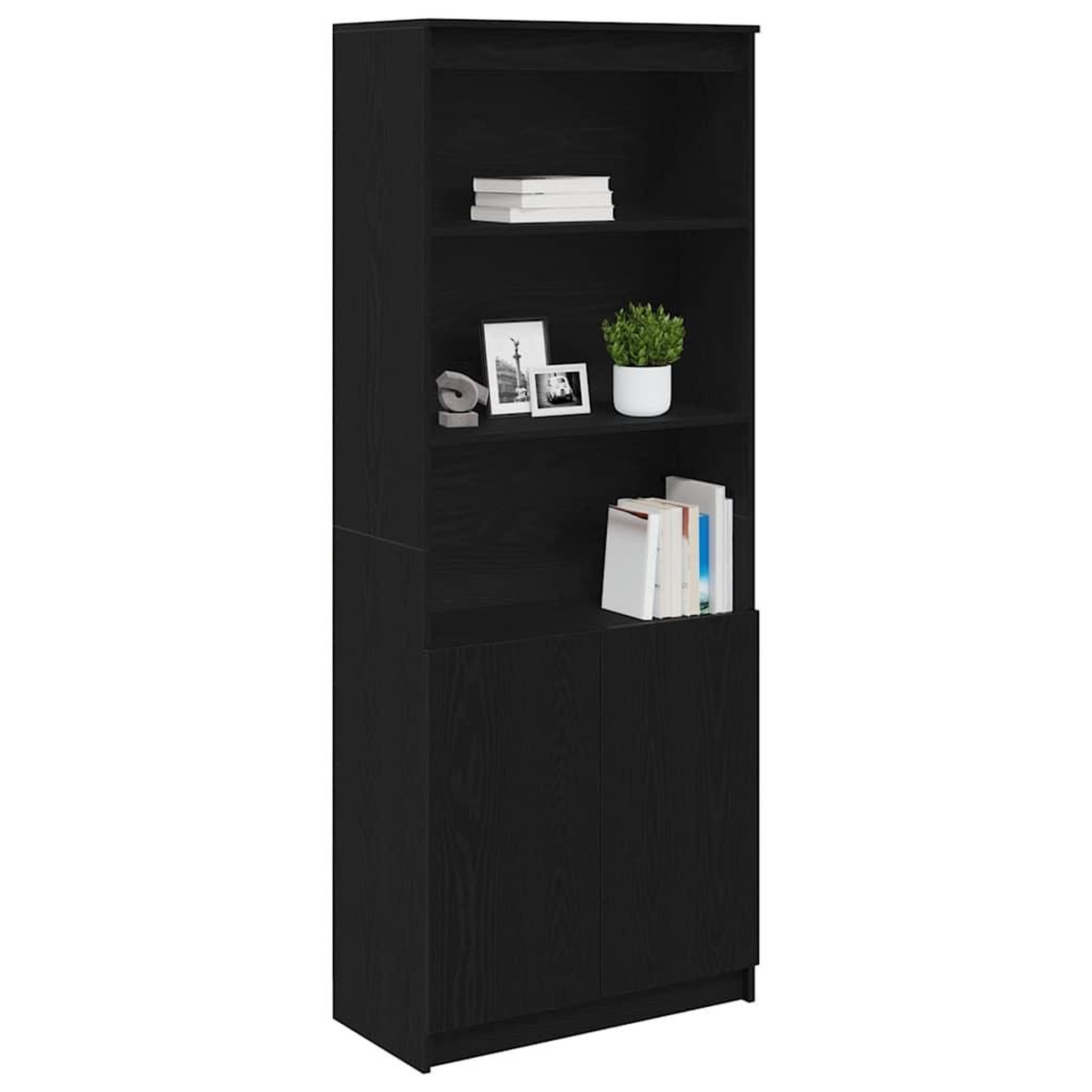 Voir la diapositive 4 : VIDAXL Buffet haut chene noir 70x35x180 cm bois d'ingenierie