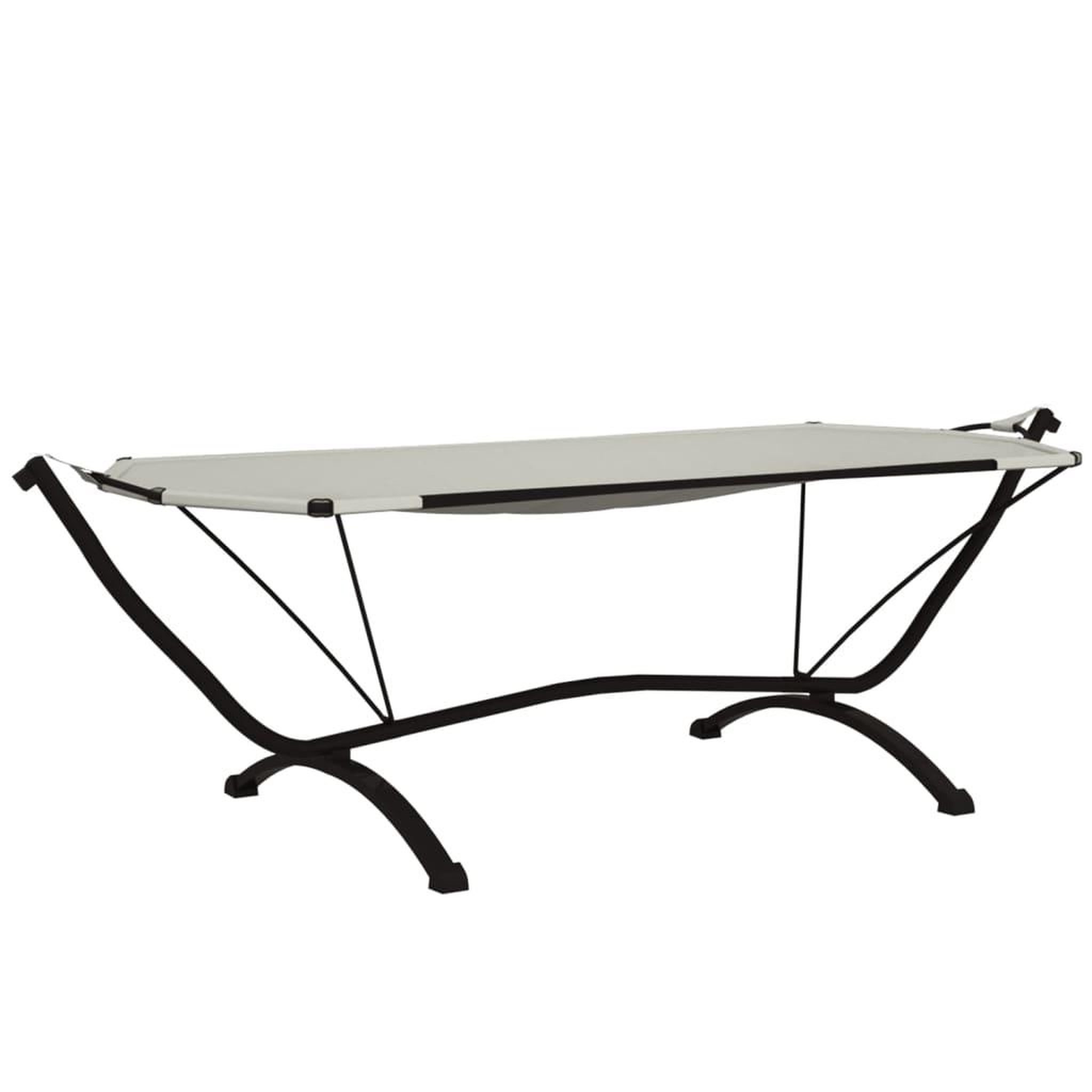Voir la diapositive 5 : VIDAXL Lit de repos d'exterieur et auvent Creme Acier et tissu Oxford
