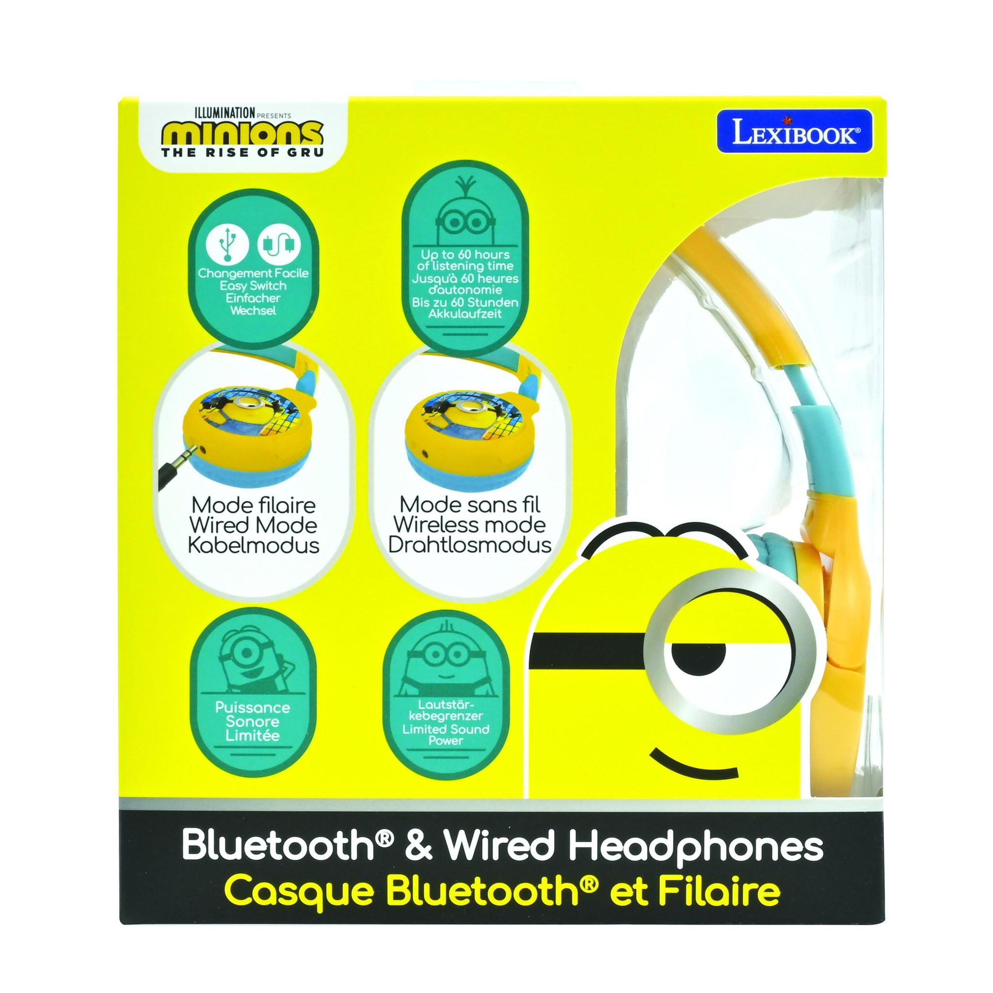 Voir la diapositive 6 : Lexibook Casque 2 en 1 Les Minions Bluetooth et Filaire avec limitation de son