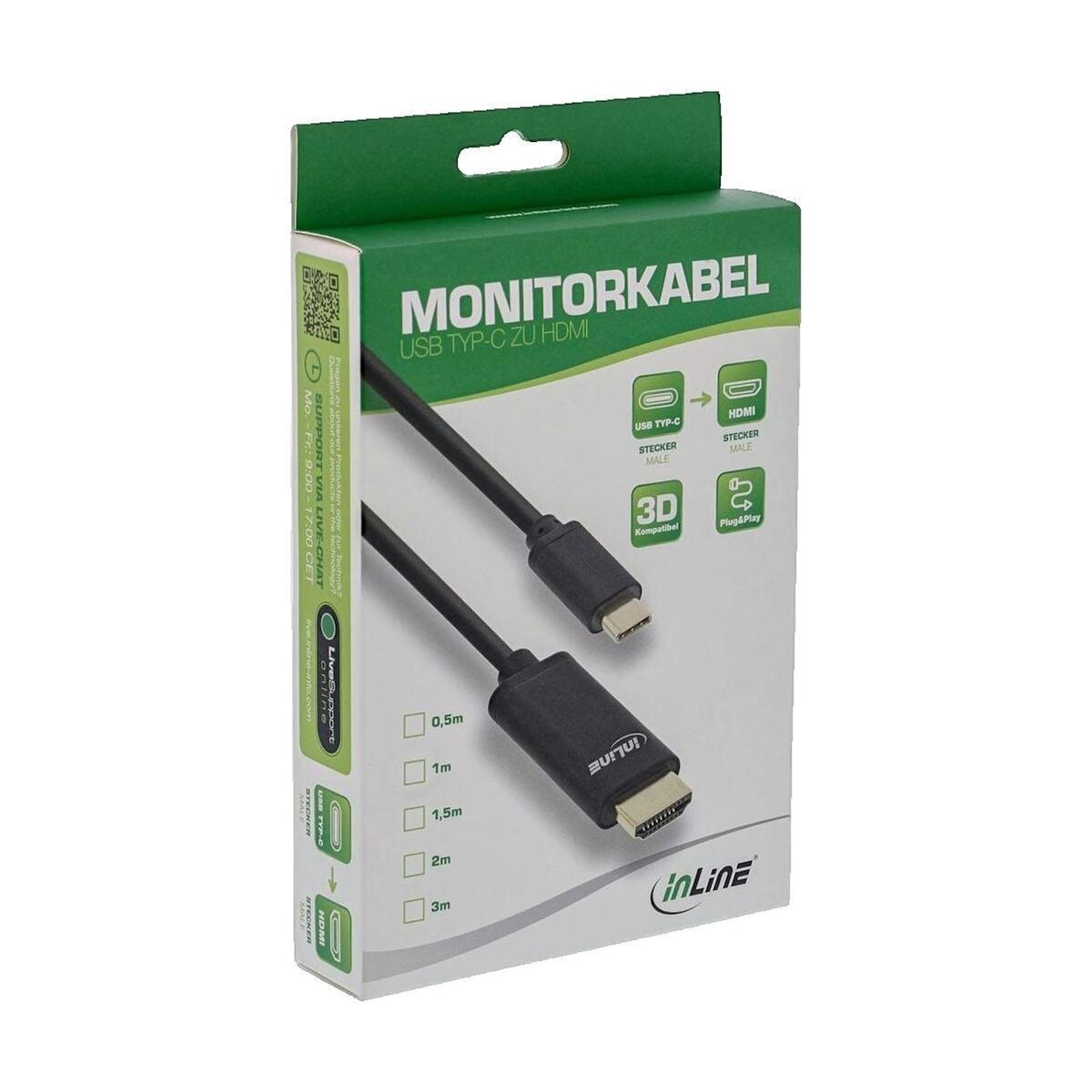 FILS & CABLES Câble d'affichage Inline 4043718271238 USB-C vers HDMI 3 mètres