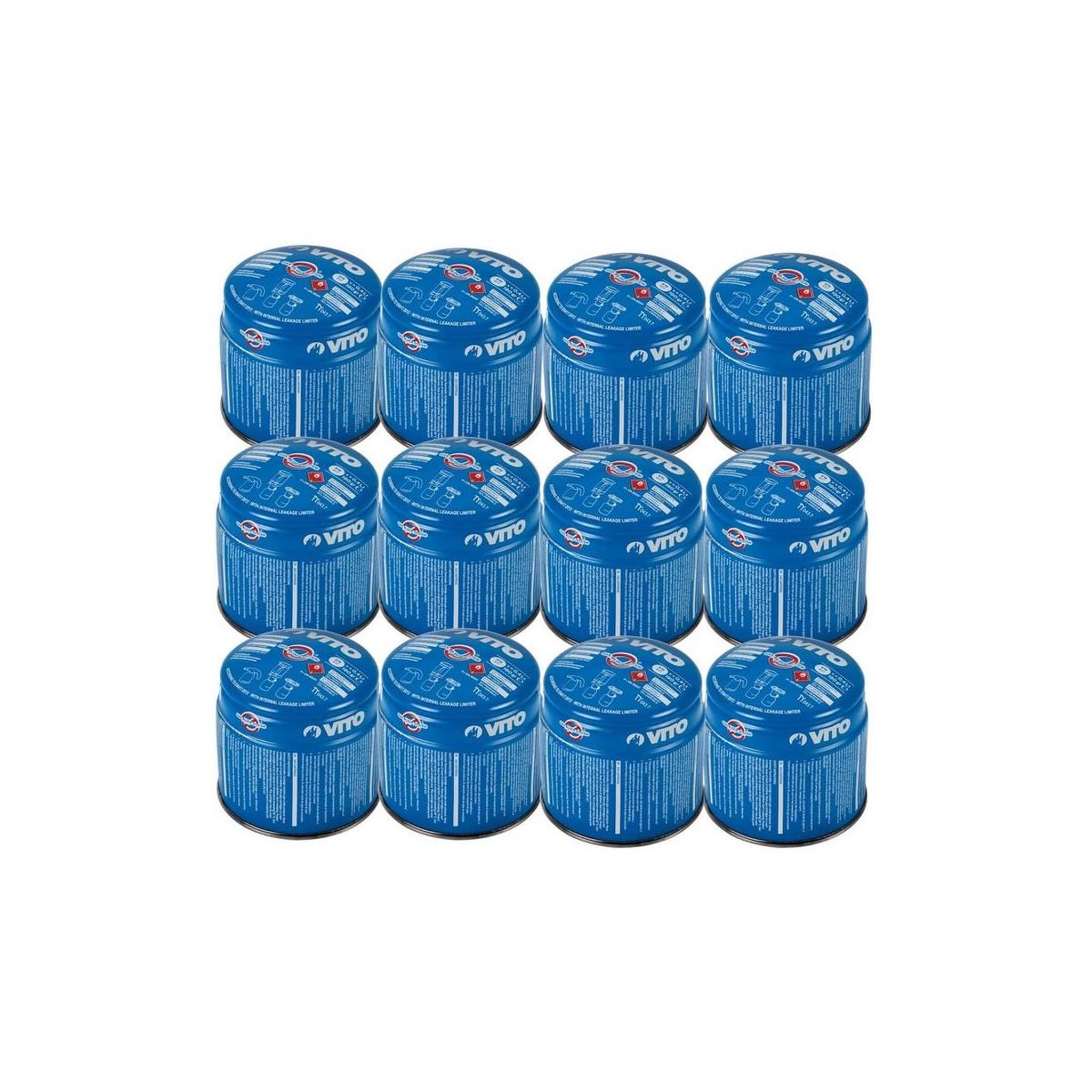 VITO Pro-Power Pack de 12 cartouches gaz 190g butane perçable sécurité stop-gaz vito