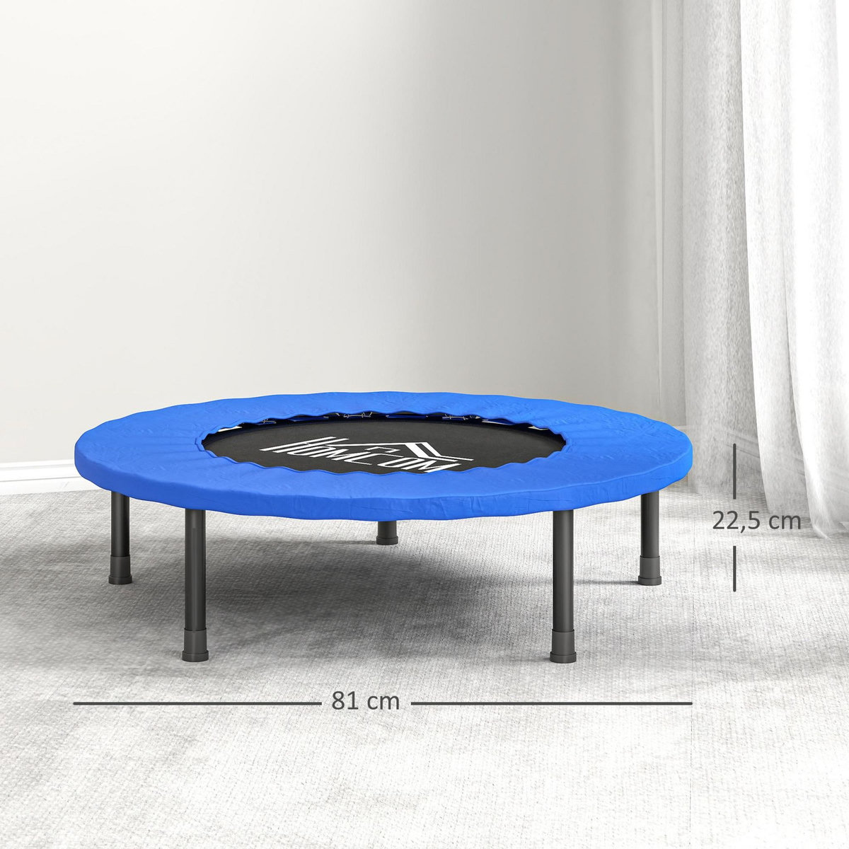 HOMCOM Mini trampoline de Fitness dia. 81cm max. 100Kg couvre-ressort pieds antidérapants noir bleu