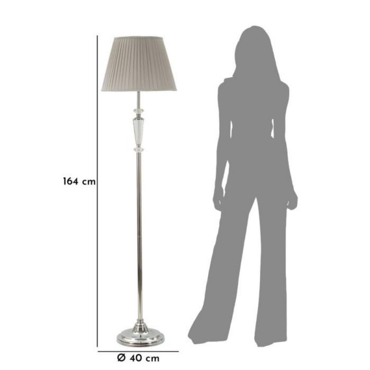 Paris Prix Lampadaire en Métal  Tolly  164cm Argent