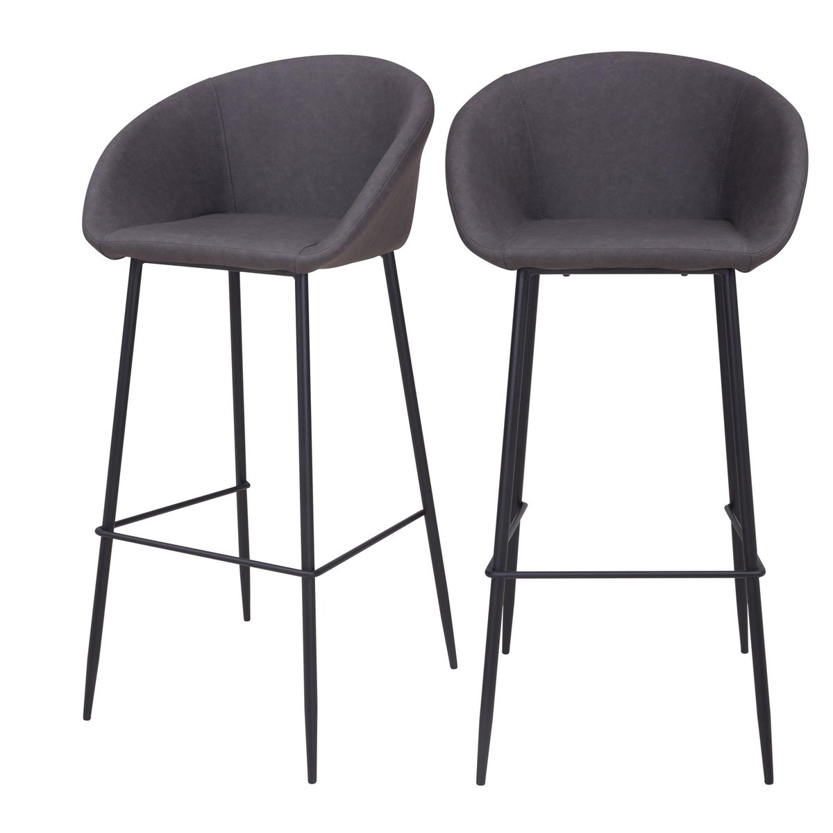 Rendez vous déco Lot de 2 chaises de bar 75 cm en cuir synthétique marron - Kalba