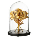 Paris Prix Cloche Déco en Verre  Bouquet de Roses  26cm Doré