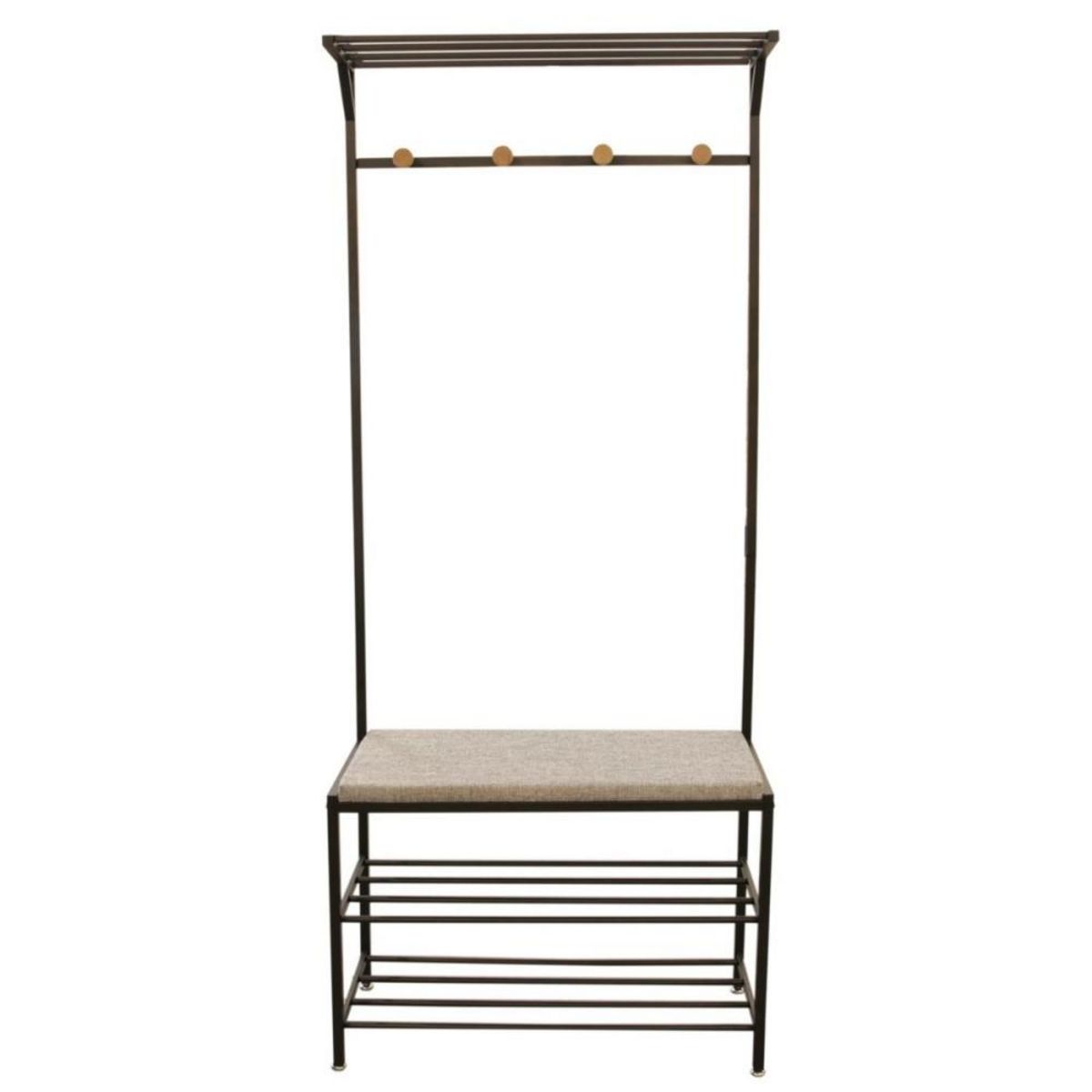 The Home Deco Factory Banc d'entrée porte-manteaux 4 crochets en métal noir